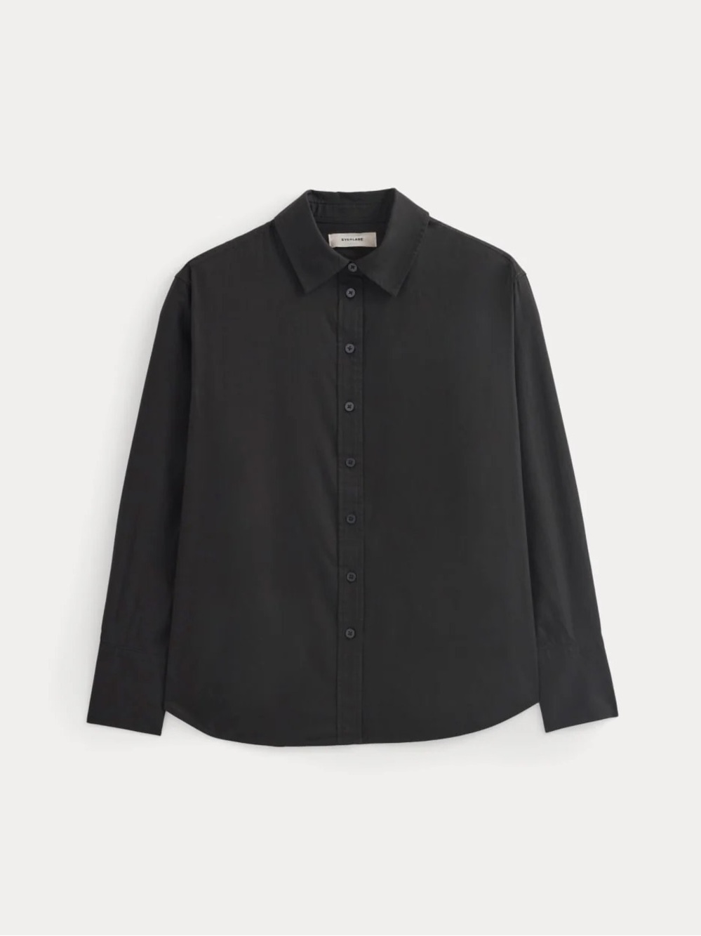 Everlane Women's Everyday Shirt in Silky Cotton Black Long Sleeve Top - Picture 1 of 6